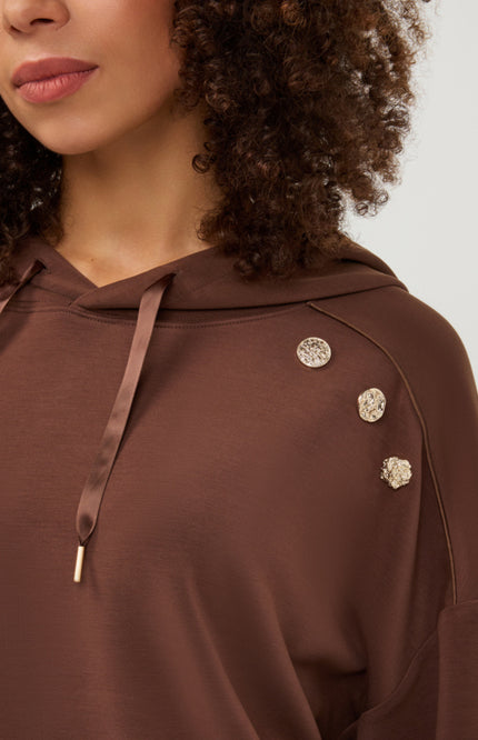 Trui Fancy Buttons Coffee W26.05706