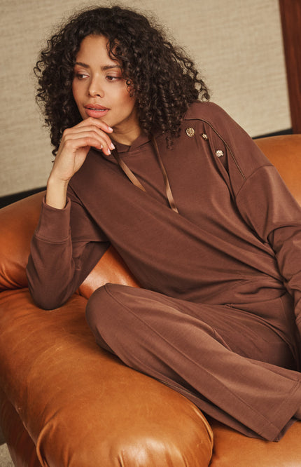 Trui Fancy Buttons Coffee W26.05706