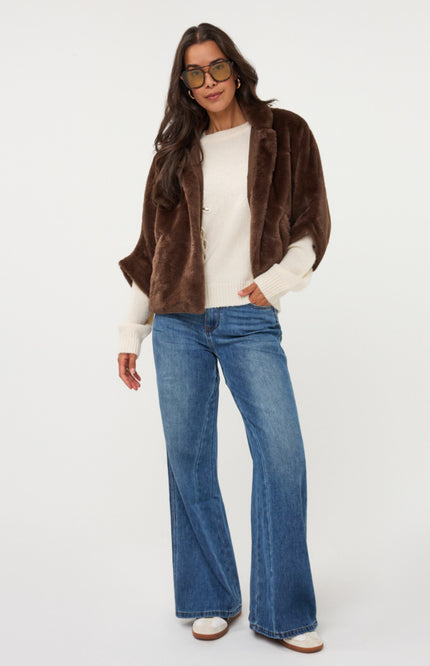 Poncho Coat Faux Fur Coffee W26.37704