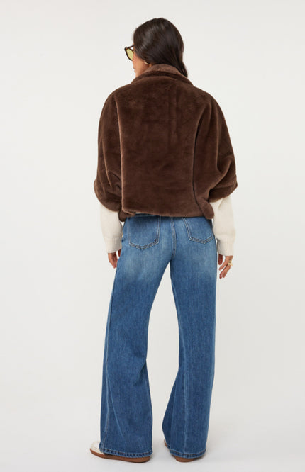 Poncho Coat Faux Fur Coffee W26.37704