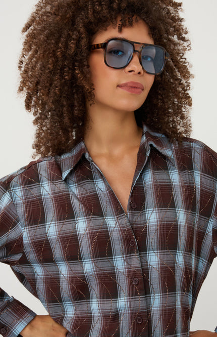 Blouse Check Strass Print W26.28723