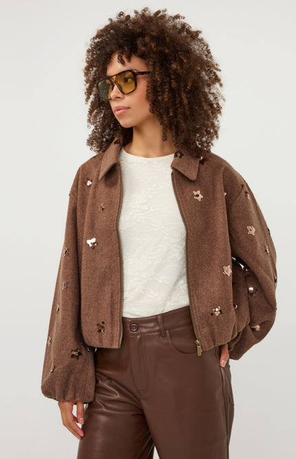 Jacket Flowers Coffee W26.08700