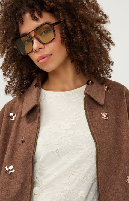 Jacket Flowers Coffee W26.08700