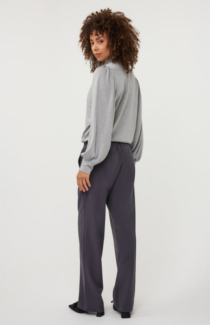 Blouse Bow Wide Sleeve Lurex Stretch Silver W26.28704