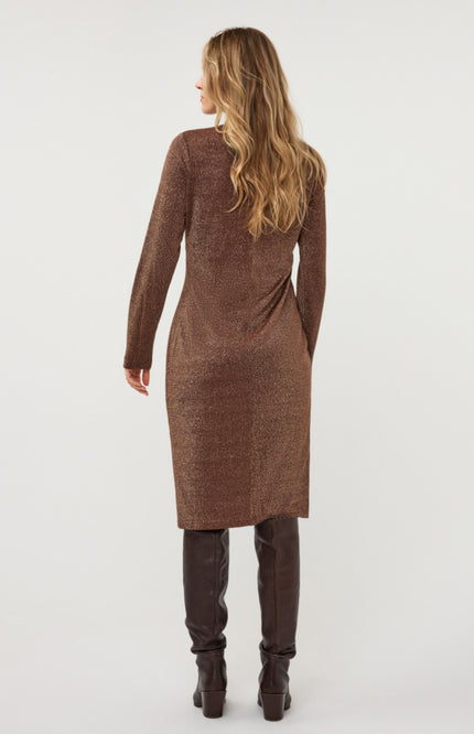 Jurk Gathering Lurex Stretch Coffee W26.28701