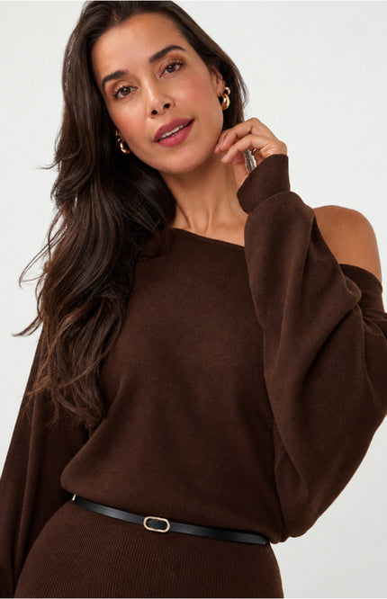 Jurk Long Boatneck Knit Dark Coffee W26.18708