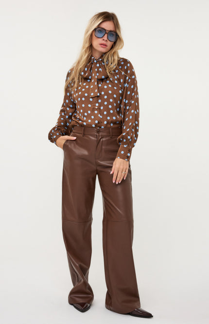 Broek Wide PU Coffee W26.11701