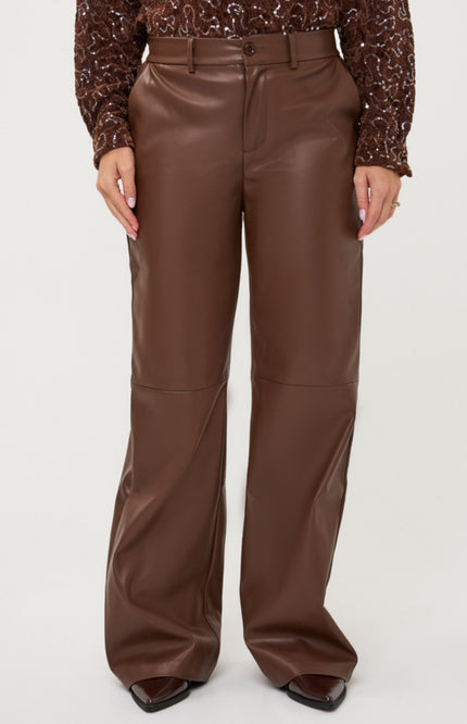 Broek Wide PU Coffee W26.11701