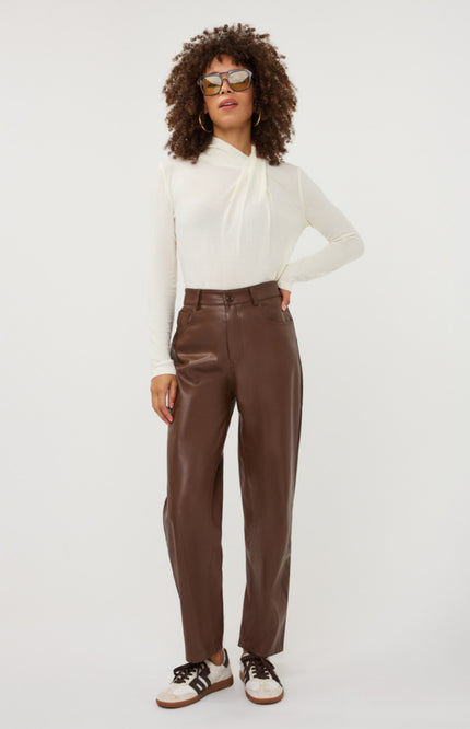 Broek Barrel PU Coffee W26.11702