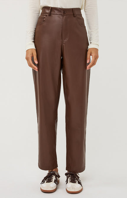 Broek Barrel PU Coffee W26.11702