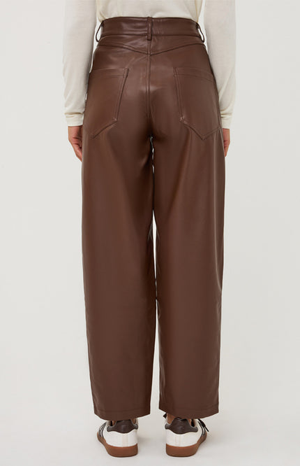 Broek Barrel PU Coffee W26.11702