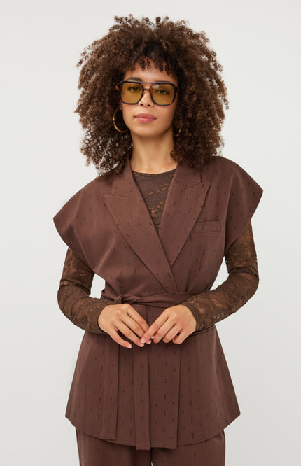 Gilet Rhinestones Coffee W26.10723