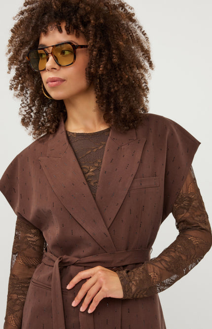 Gilet Rhinestones Coffee W26.10723