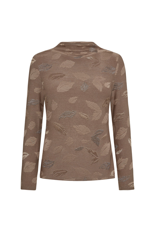 Taupe top van Freequent, Fqisko Desert 212074, met comfortabel ontwerp en modieuze uitstraling, zichtbaar in de afbeelding.
