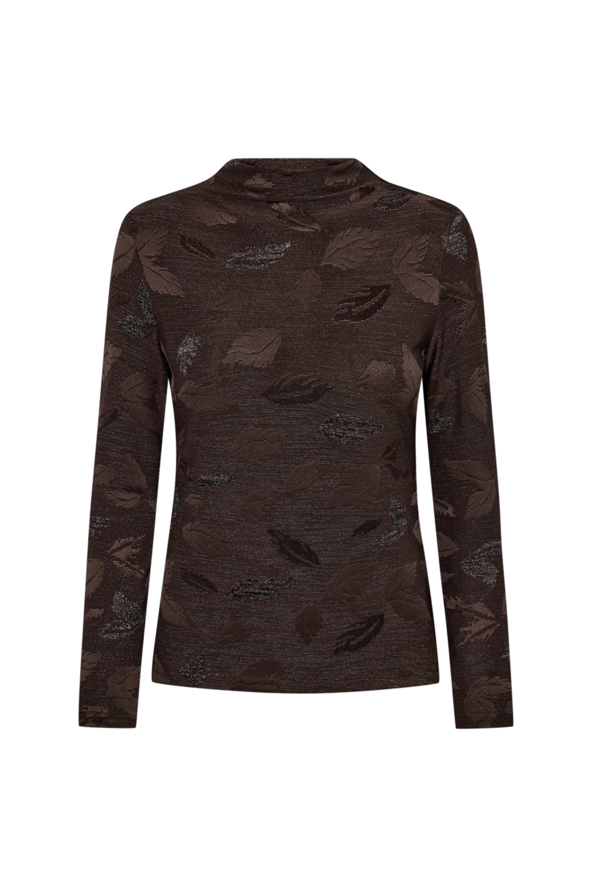 Donkerblauw Fqisko Mole top van Freequent met ronde hals en lange mouwen, gedragen door een model.