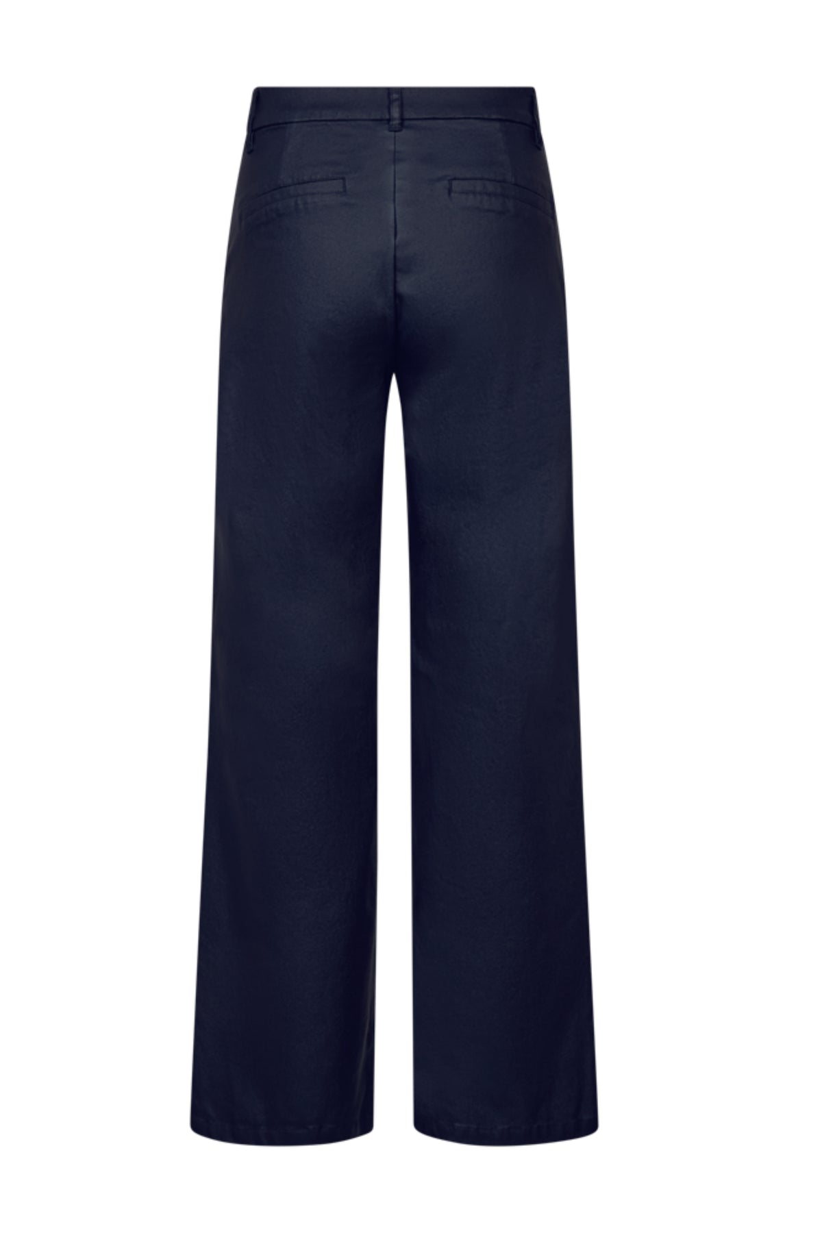 Navy blauwe broek van Freequent Fqreno, getoond op model, met zakken en strakke pasvorm.