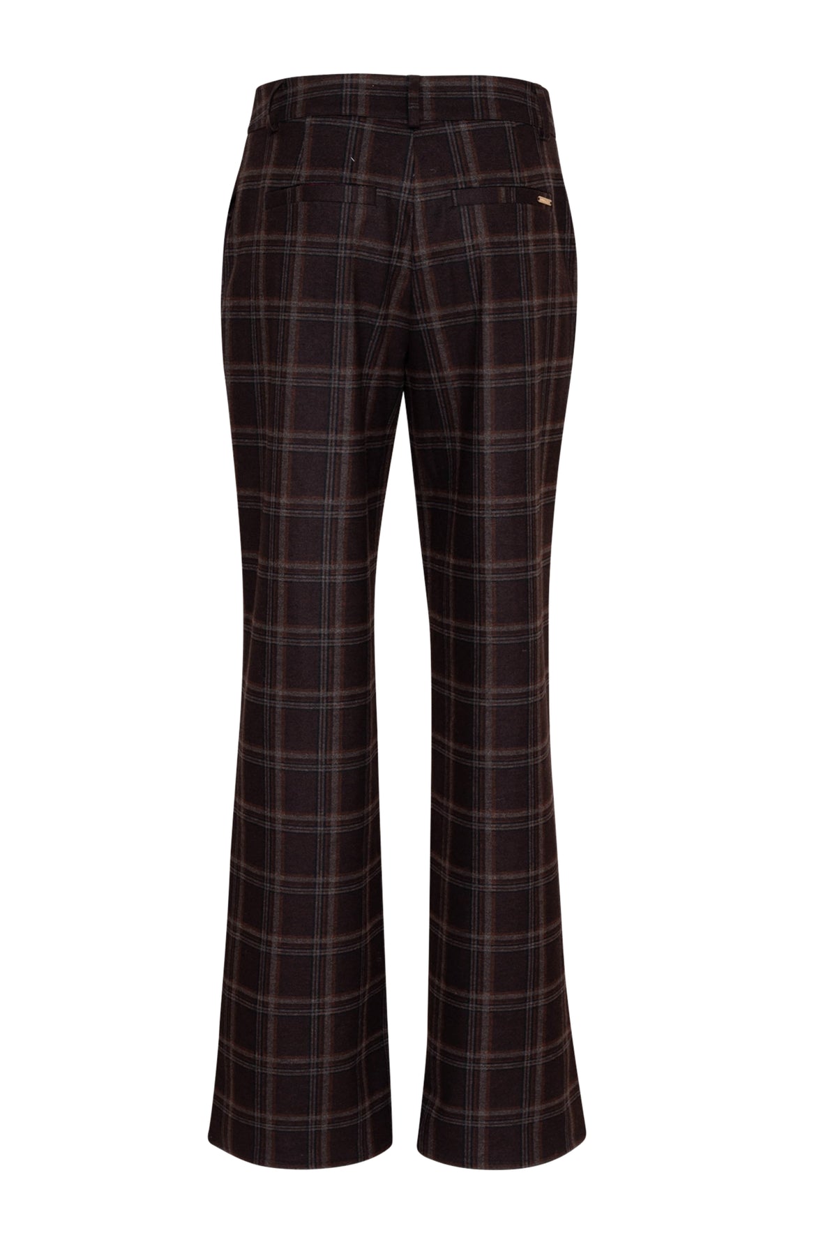 Bruine Calla broek met ruitpatroon van Maicazz & Zizo, modieus en comfortabel, zichtbaar in de afbeelding.