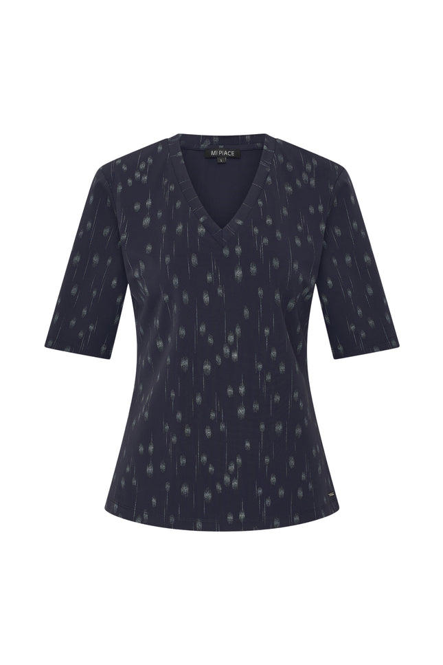 Travel Top Dot Foil Print Navy 202271