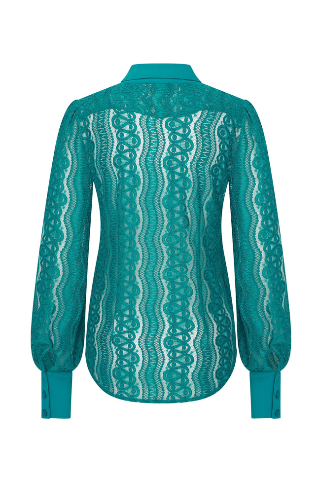 Mi Piace Travel Blouse Kant Petrol 202352 Stretchshop.nl
