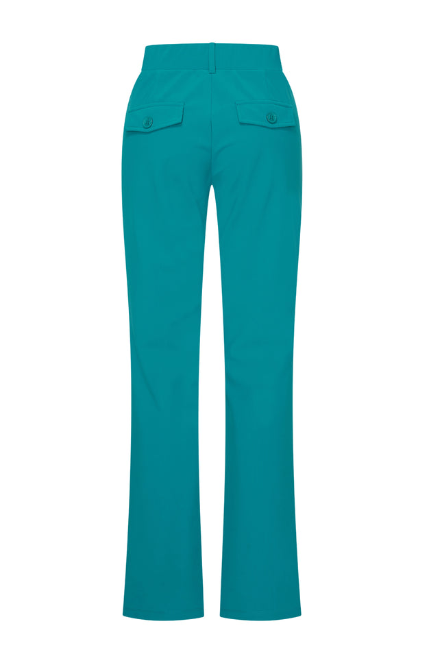 Mi Piace Bonded Travel Broek Flared Petrol 202633 Stretchshop.nl