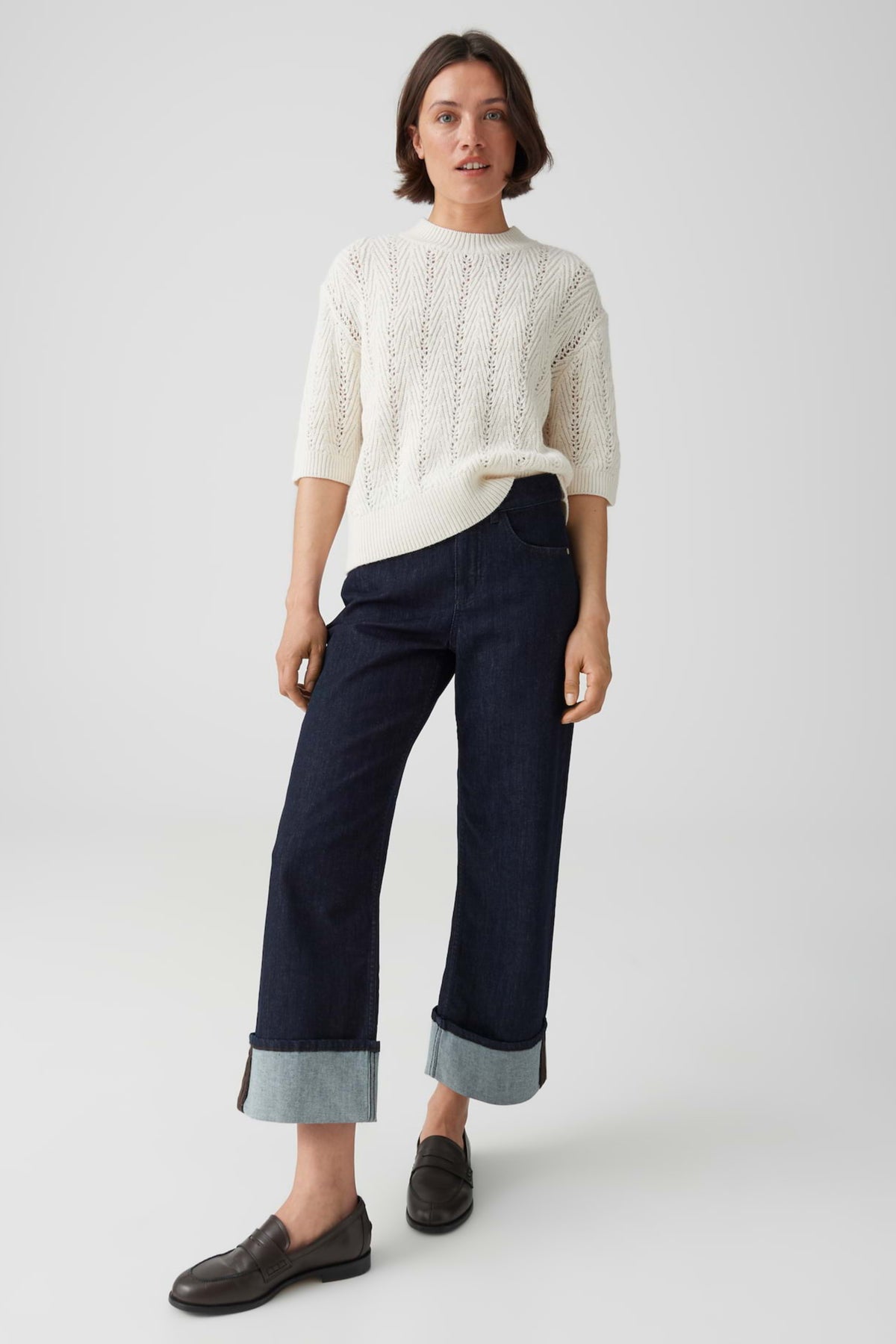 Opus Pudy Light Cotton T-shirt in lichtblauw met ronde hals en korte mouwen, casual en comfortabel voor dagelijks gebruik