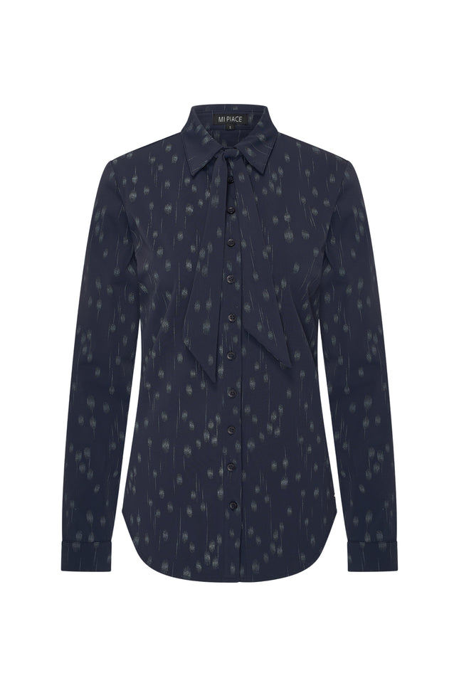 Travel Blouse Dot Foil Print Navy 202709