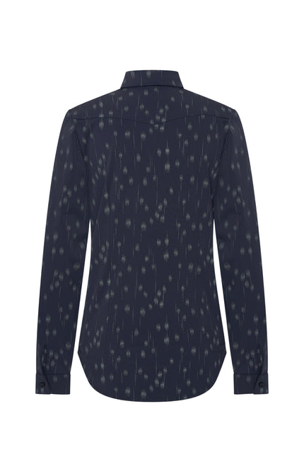 Travel Blouse Dot Foil Print Navy 202709