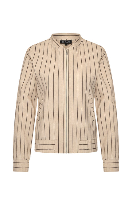 Mi Piace Travel Jacket Classic Stripe Print Latte 202463 Stretchshop.nl