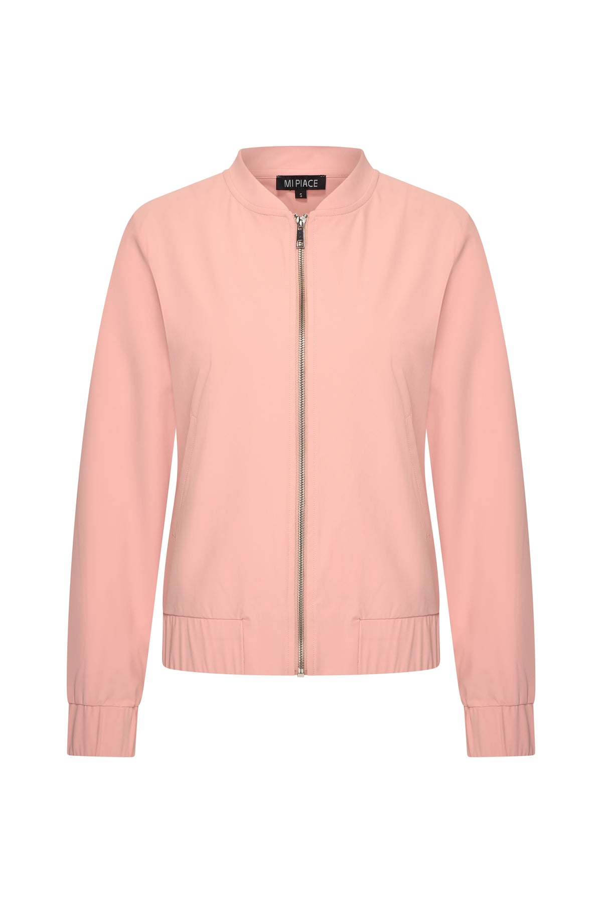 Reisjas van Mi Piace in Mellow Rose kleur, voor- en zijaanzicht, lichte en comfortabele outdoor kleding.
