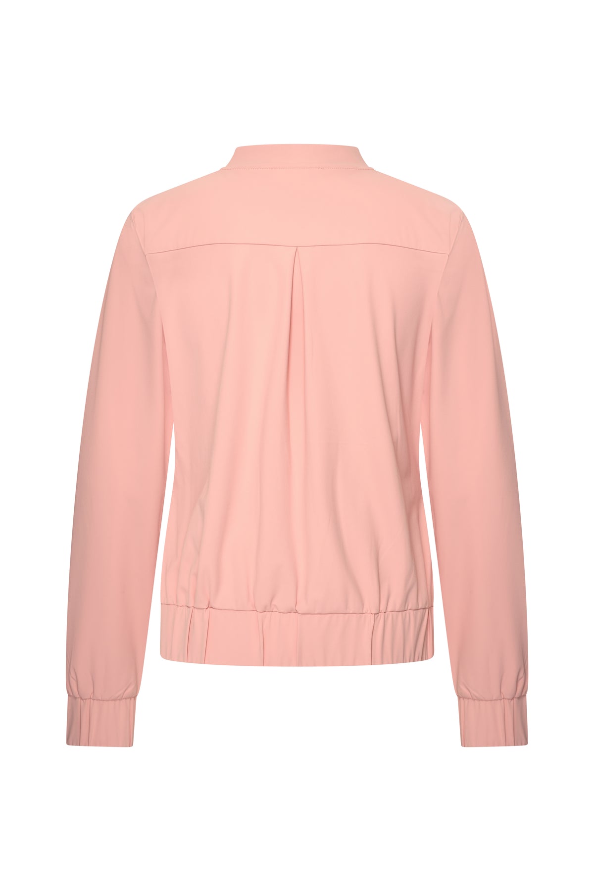 Reisjas van Mi Piace in Mellow Rose kleur, getoond van achterzijde, met ritssluiting en gewatteerd ontwerp.