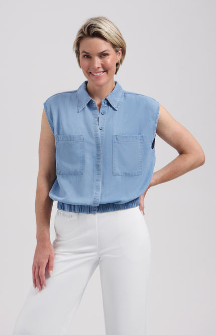 Lady Day Gilet Isabel Chambray L30-801-3349 Stretchshop.nl