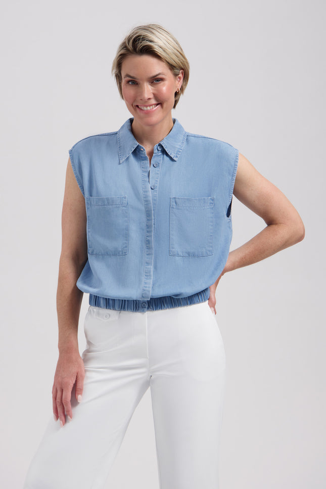 Lady Day Gilet Isabel Chambray L30-801-3349 Stretchshop.nl