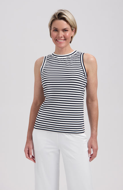 Lady Day Travel Top Sandy White Black L24.580.3331 Stretchshop.nl