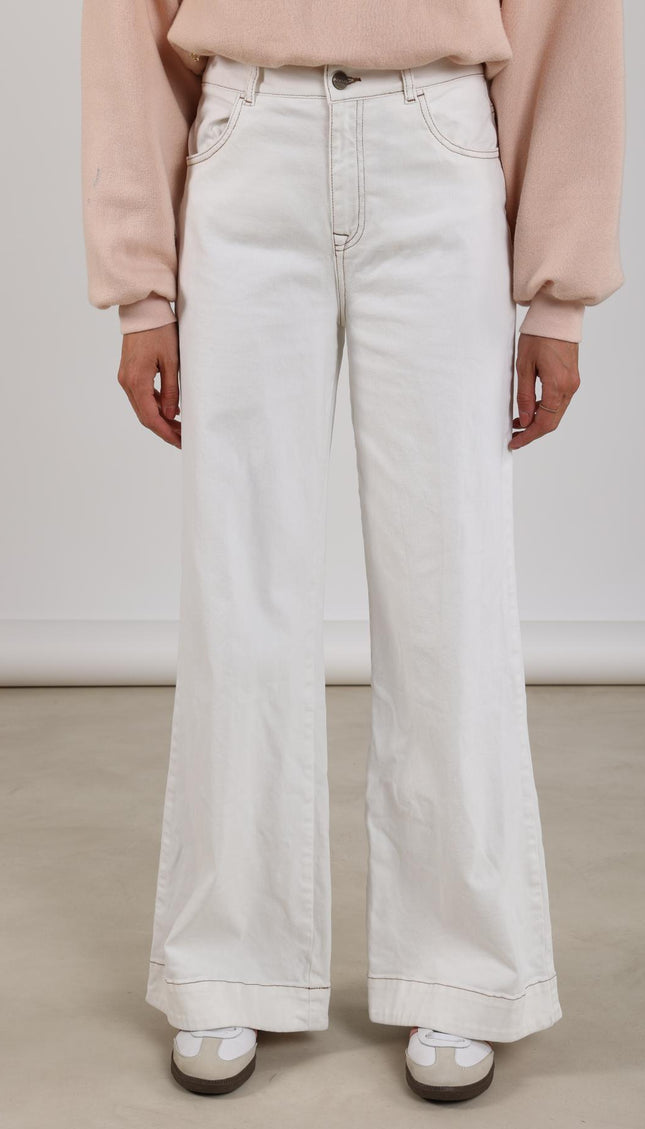 Jeans Abby Denim Embroidery Offwhite NKF09051