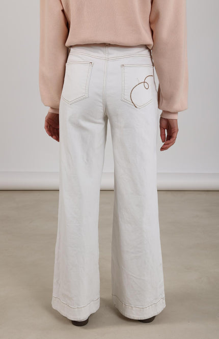 Jeans Abby Denim Embroidery Offwhite NKF09051