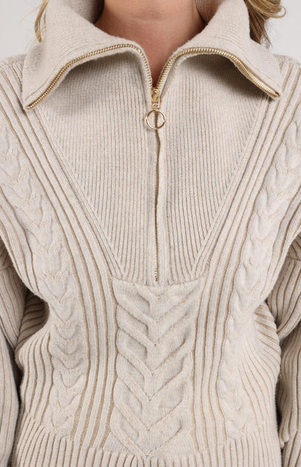 Trui Clair Zipper Sand NKF03025