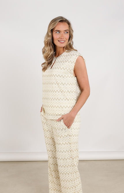 Nukus Top Fallon Offwhite Gold NKS01177 Stretchshop.nl