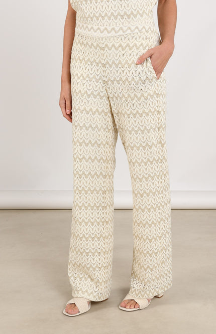 Nukus Broek Vajenne Offwhite Gold NKS09093 Stretchshop.nl