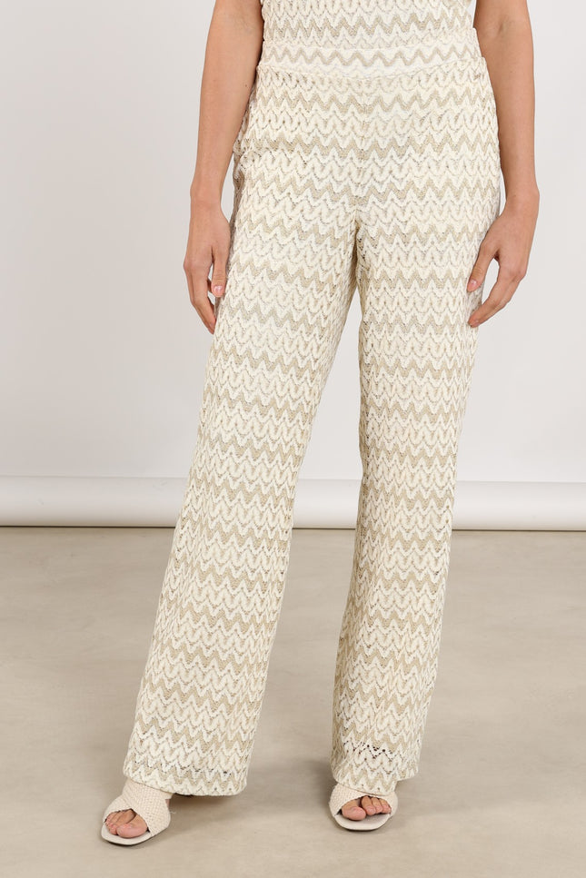 Nukus Broek Vajenne Offwhite Gold NKS09093 Stretchshop.nl
