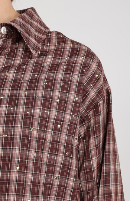 Nukus Blouse Macy Check Cherry Rose NKF02260 Stretchshop.nl