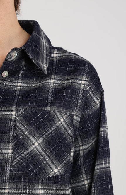 Nukus Blouse Macy Check Navy Offwhite NKF02263 Stretchshop.nl