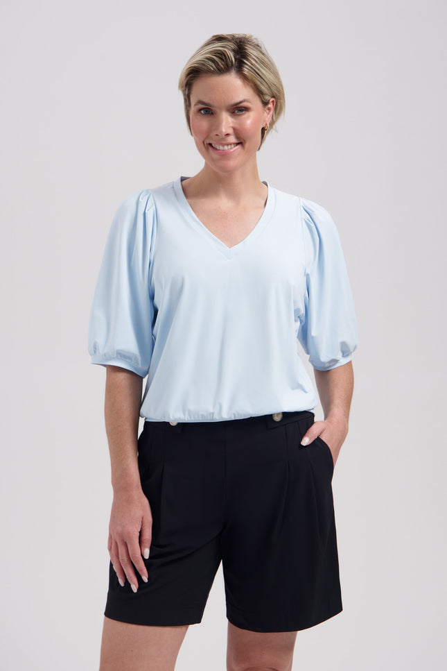 Lady Day Travel Top Amie-V Baby Blue L24-375-3320 Stretchshop.nl