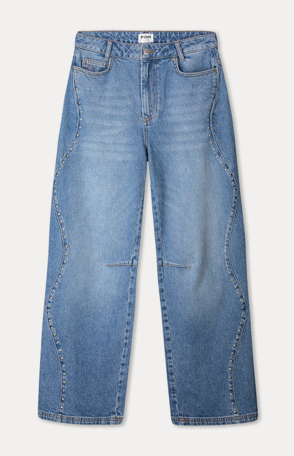 POM Amsterdam Jeans Jacky Studs Mid Blue SP9712 Stretchshop.nl