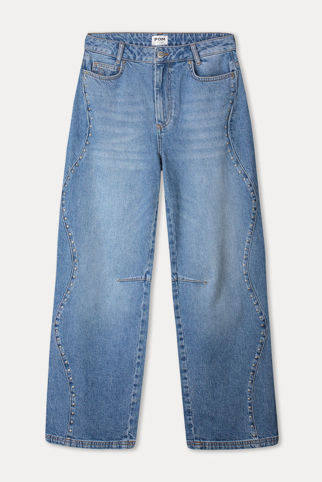 POM Amsterdam Jeans Jacky Studs Mid Blue SP9712 Stretchshop.nl