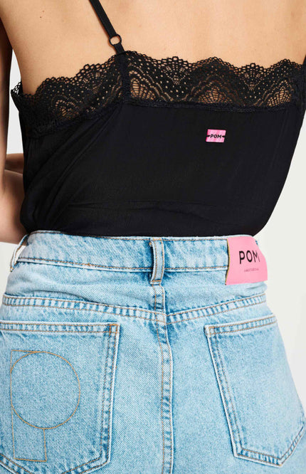 POM Amsterdam Jeans Baggy Wideleg Mid Blue SP9438 Stretchshop.nl