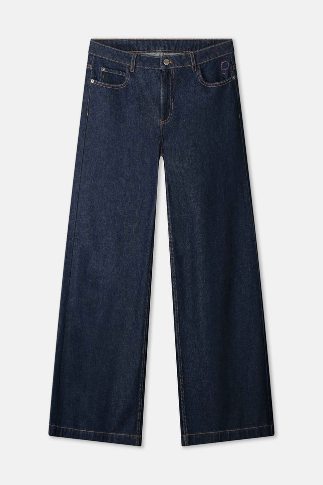 POM Amsterdam Jeans Baggy Wideleg Dark Blue SP9439 Stretchshop.nl