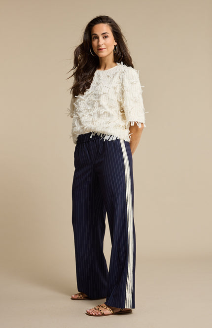 Red Button Top Fiona Fancy Frills Ecru SRB4847 Stretchshop.nl