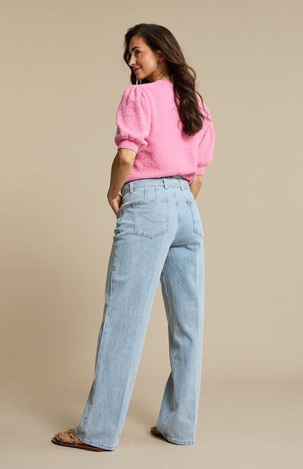 Red Button Top Sweet Popcorn Pink SRB4854 Stretchshop.nl