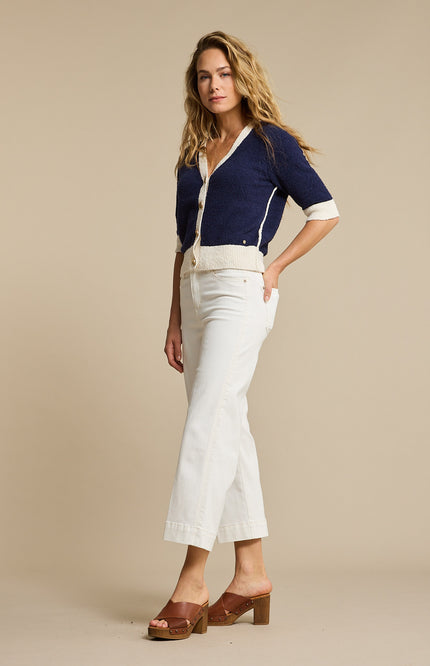 Red Button Vest Popcorn Dark Blue SRB4882 Stretchshop.nl