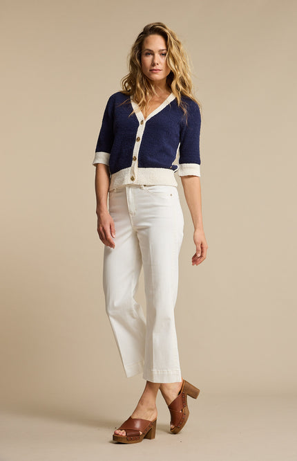 Red Button Vest Popcorn Dark Blue SRB4882 Stretchshop.nl